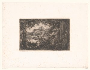 View of a Lake from the Edge of the Forest by Eugène Bléry (signed by artist)