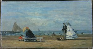 Beach at Trouville by Eugene Louis Boudin