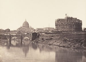 Veduta di Castel St Angelo. S. Pietro by Eugène Constant