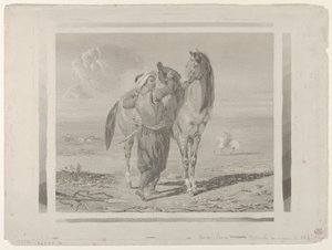 A Turk Saddling His Horse by Eugène Delacroix