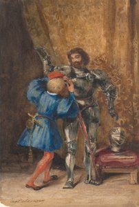 Goetz von Berlichingen Being Dressed in Armor by His Page George, 1826-27 by Eugène Delacroix