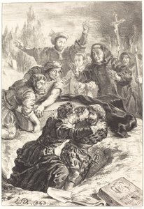 Hamlet and Laertes in the Grave of Ophelia (Act V, Scene I) by Eugène Delacroix