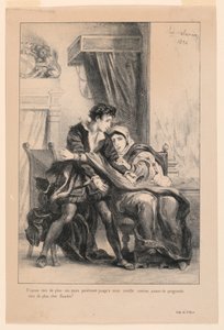 Illustration for Hamlet: Hamlet and the Queen (III,4) by Eugène Delacroix