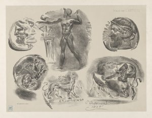 Studies of Six Greek Coins by Eugène Delacroix