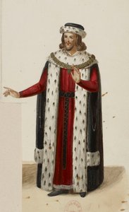 Costume of Enguerrand de Marigny (La Tour de Nesle, 1832) (cropped) by Eugène Du Faget