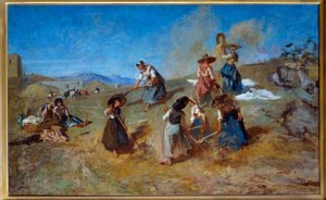 Harvest. Painting by Eugene Fromentin (1820-1876)