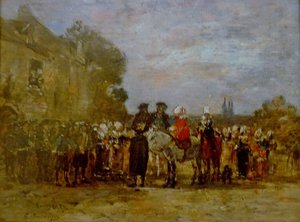 Wedding in Quimper by Eugene Louis Boudin