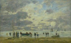 Beach of Deauville by Eugene Louis Boudin