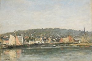 The Port of Trouville in the Morning by Eugene Louis Boudin