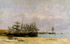 Portrieux - Stranded Ships by Eugene Louis Boudin