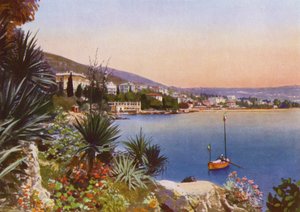 Abbazia, now Opatija in Croatia: Lungomare Sud con vegetazione di palme