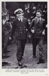 Chief Petty Officer Patrick Willis, the Hero of the Poseidon Disaster, Arriving in London on His Return from China by European Photographer