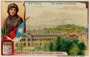 A Chilean Beauty and View of Central Santiago by European School