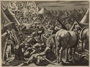 Attack on the Camp of Midian by the 300 Soldiers Chosen by Gideon by European School