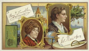 Benjamin Franklin and Isaac Newton by European School