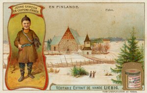 Boy Dressed for Winter and the City of Esbo