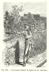 Railway Worker Giving the All-Clear Signal (engraving) by European School