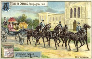 Carriage drawn by six horses by European School