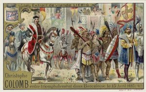 Christopher Columbus Enters Barcelona in Triumph, 15 April 1493 by European School