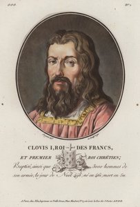 Clovis I, King of the Franks (coloured engraving)