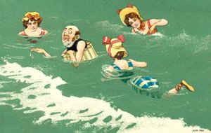 Comic Sea Bathing Scene