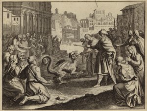 Daniel Destroying the Idol of Bel and the Dragon (engraving) by European School