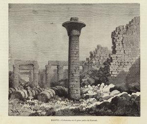 Egypt - Columns in the Great Court of Karnak by European School