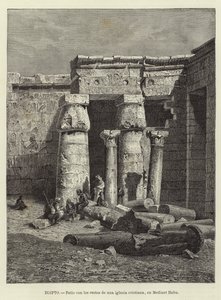 Egypt - Courtyard with the Remains of a Christian Church in Medinet Habu by European School