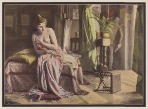 Emotion, woman sitting on a bed by European School