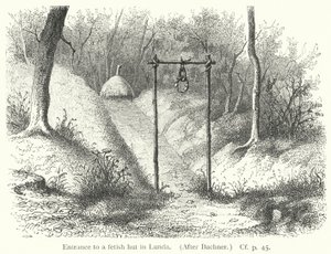 Entrance to a fetish hut in Lunda by European School
