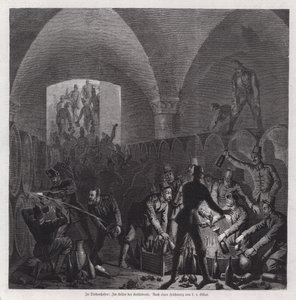 German Soldiers Helping Themselves to the Contents of the Wine Cellar of Thionville Cathedral, France, Franco-Prussian War by European School