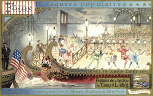 Illuminations and dance on the Hudson River, New York by European School