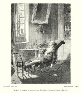 Jackson Experimenting on Himself with the Effects of Sulfuric Ether (engraving) by European School