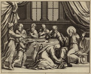 Jesus Christ anointed by a sinful woman at the house of Simon the Pharisee