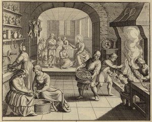 Jesus Christ at the home of Martha and Mary by European School