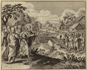 Jesus Christ healing ten lepers by European School