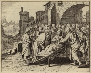 Jesus Christ raising the son of the widow of Nain from the dead