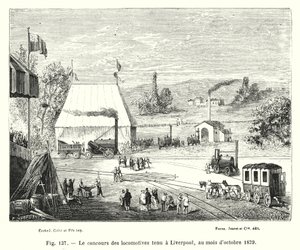 The Locomotive Contest Held in Liverpool, October 1829 (engraving) by European School