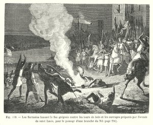 The Saracens Launch Greek Fire Against the Wooden Towers and Works Prepared by Saint Louis