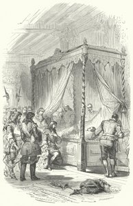 Louis XIV of France paying his respects to the dead body of Jean V d