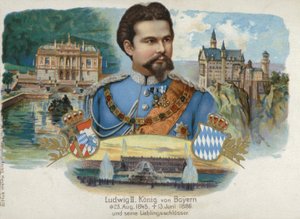 Ludwig II, King of Bavaria, and his favourite castles by European School