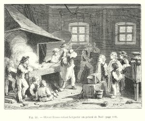 Olivier Evans as a Child Setting Off a Christmas Firecracker (engraving) by European School