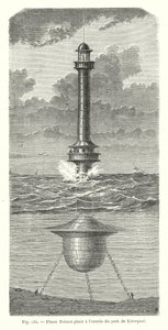 Floating Lighthouse Placed at the Entrance of the Port of Liverpool (engraving) by European School