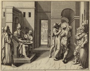 Pontius Pilate Washing His Hands After Jesus Christ is Sentenced to Death by European School