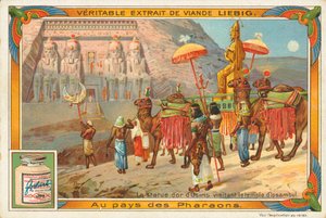 Statue of Osiris Visiting the Temple of Ipsambul, Liebig Card, Early 20th Century by European School