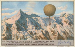 Swiss Balloonist Eduard Spelterini Flying Over the Alps