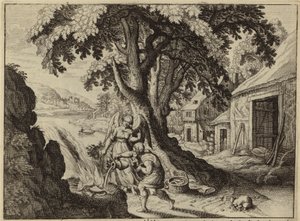 The Angel of the Lord Appearing to Gideon (engraving) by European School