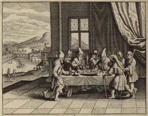 The Israelites Commanded by God to Eat the Paschal Lamb (engraving) by European School