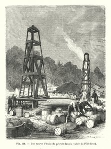 A Source of Petroleum in the Oil Creek Valley (engraving) by European School