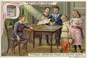 Using a prism to demonstrate the spectrum of sunlight